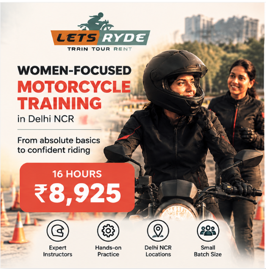 LetsRyde Full Motorcycle Training Program - 16 Hours in Gurgaon