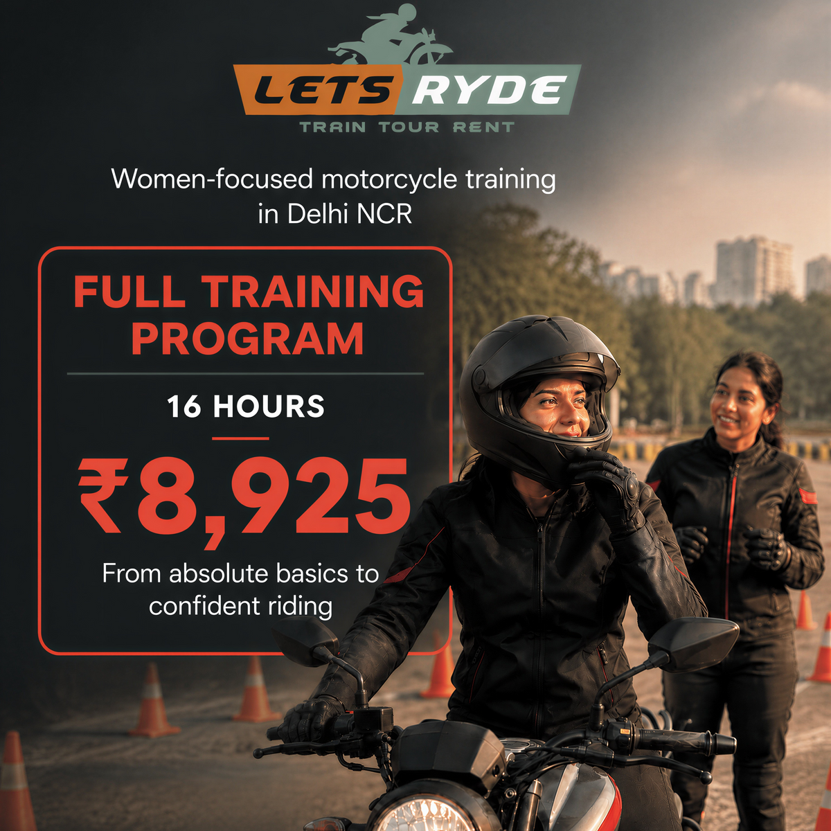 LetsRyde Full Motorcycle Training Program - 16 Hours