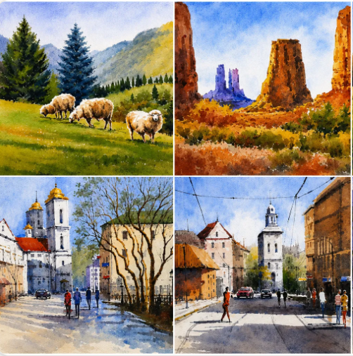 Watercolor Landscapes- Urbanscapes and Naturescapes (Pre-recorded)