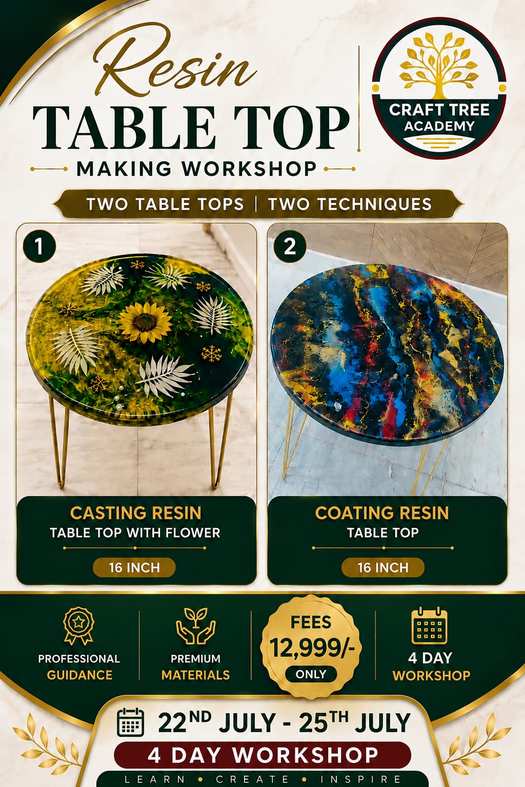 Resin Table Top Making Workshop (4 Days)