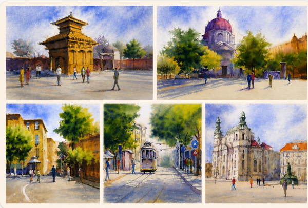 Urbanscapes in Watercolor (Pre-recorded, Self- Paced)